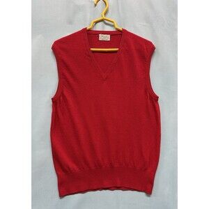 United Colors of Benetton VTG sweater red vest men sz 48 M lambswool made Italy